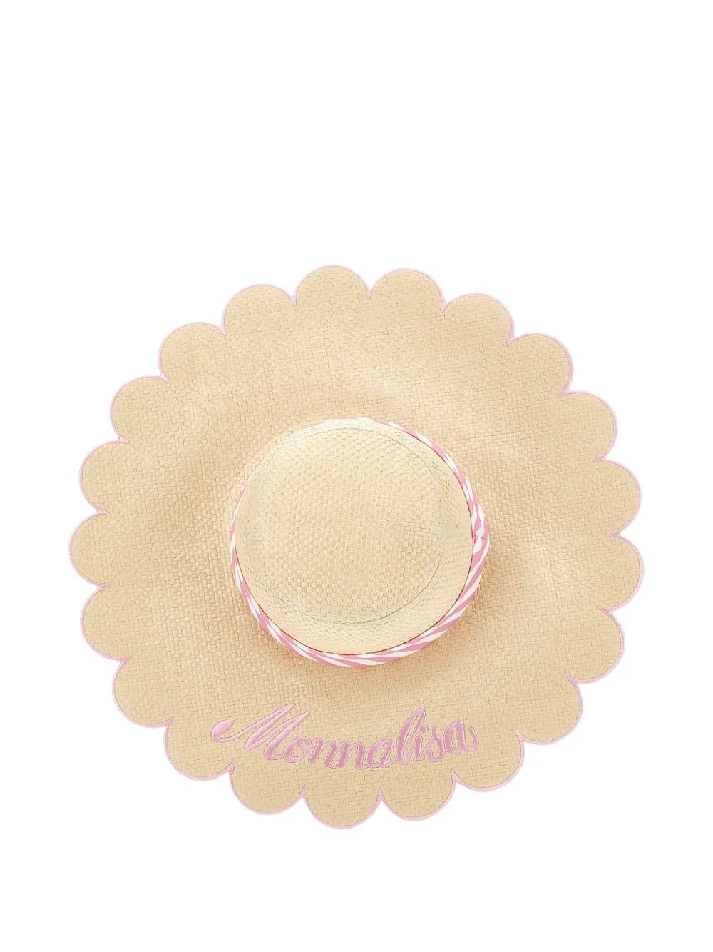  Monnalisa Striped Scalloped Sun Hat - Neutrals 