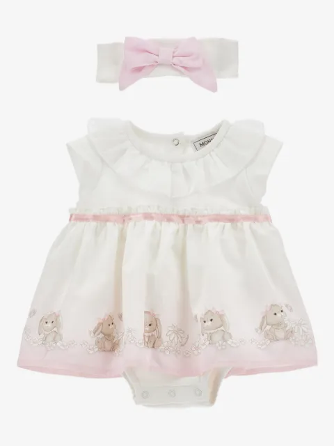 Monnalisa set de vestido con motivo de conejo y volantes