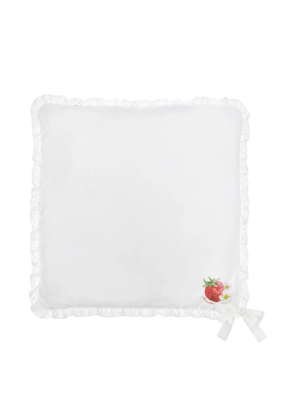  Monnalisa Strawberry-print Lace-trim Blanket - White 