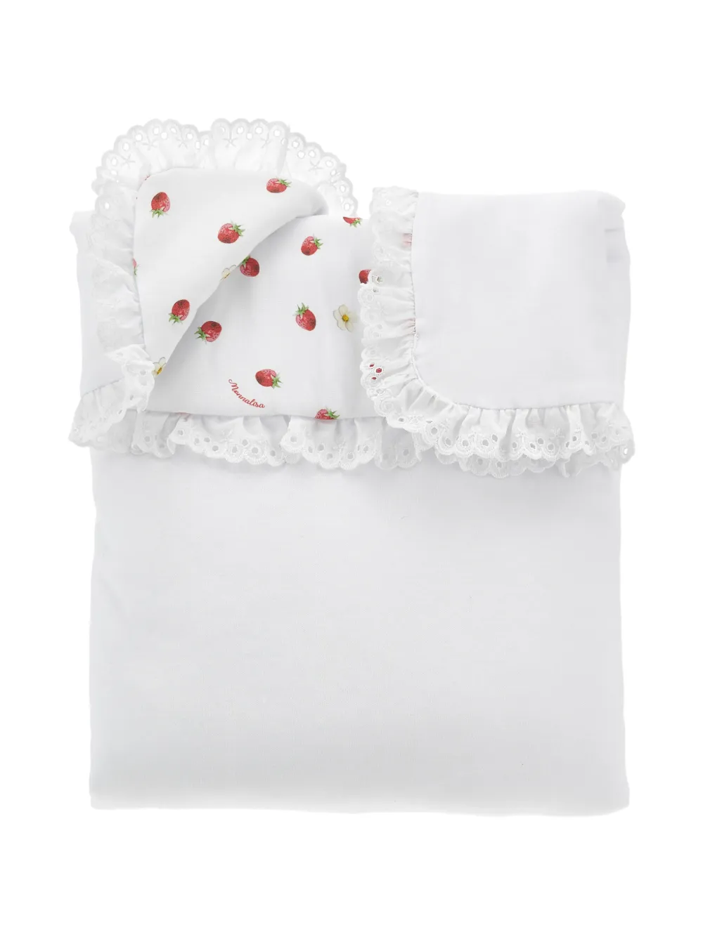 Monnalisa Coperta con stampa e bordo in pizzo - Bianco