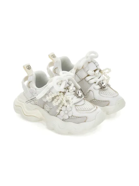 Monnalisa flower pearl trainers