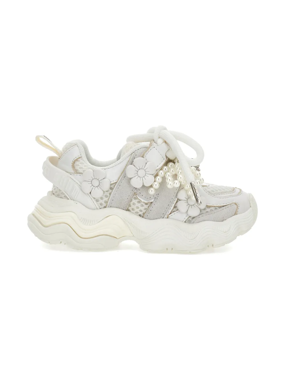Monnalisa Sneakers met bloemenparel Wit