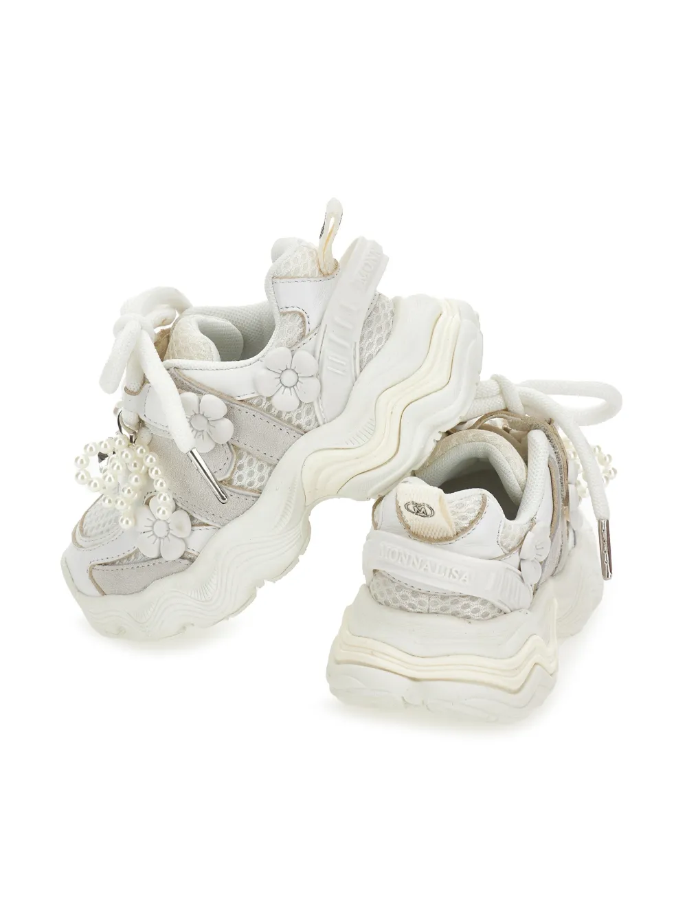 Monnalisa Sneakers met bloemenparel Wit