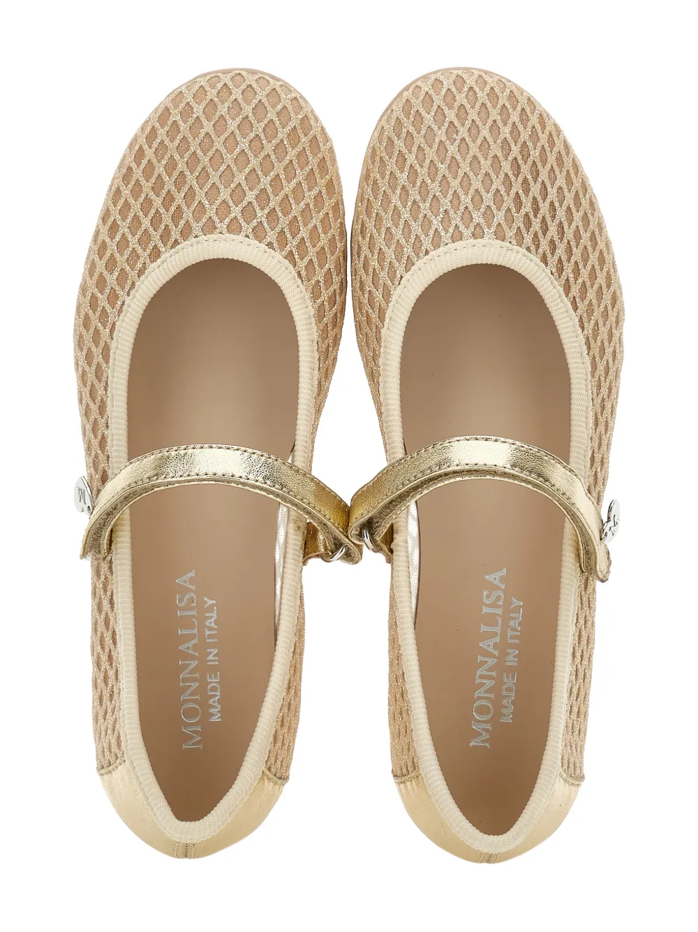 Monnalisa Ballerina's met hartbedel en bandje Beige