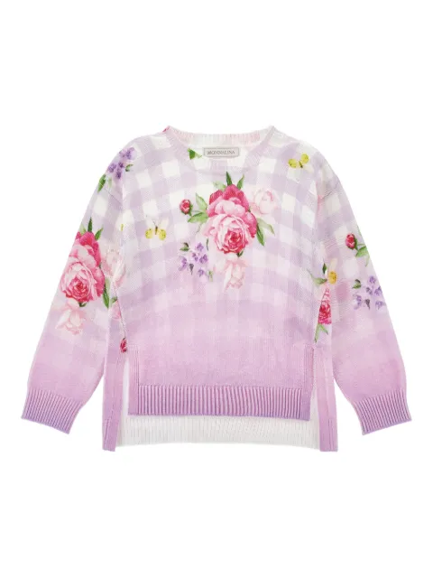 Monnalisa suéter con motivo de cuadros gingham
