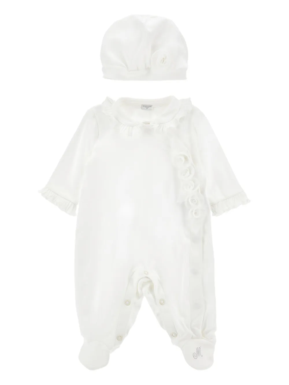 Monnalisa Strampler-Set mit Rüschendetail - Weiß