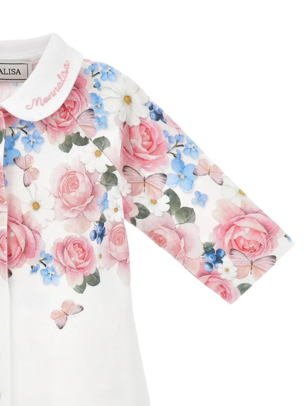 Monnalisa Romper en muts met bloemenprint Wit