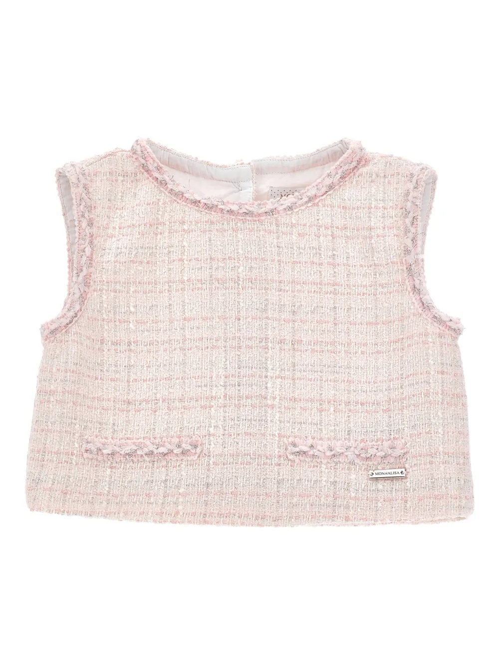 Monnalisa Tweed-Top mit Brusttasche - Rosa