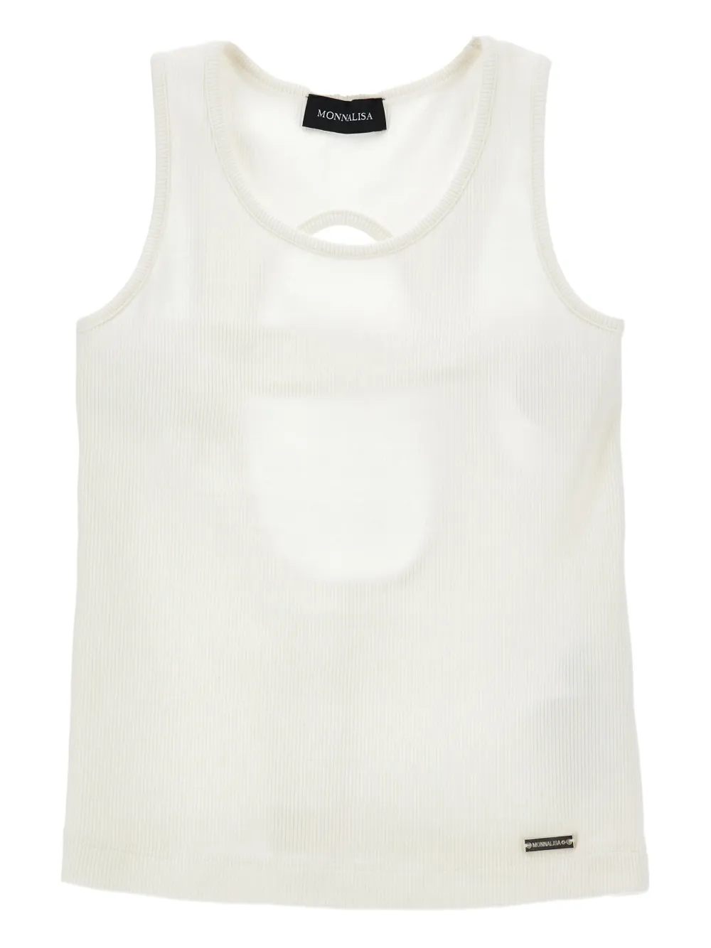 Monnalisa Top a coste con dettaglio cut-out - Bianco