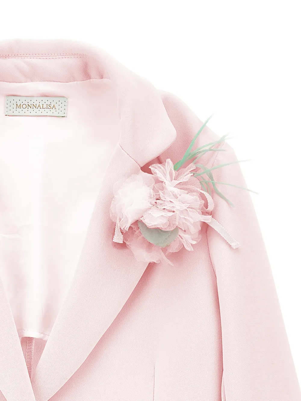 Monnalisa Blazer met klepzak en bloemapplicatie Roze