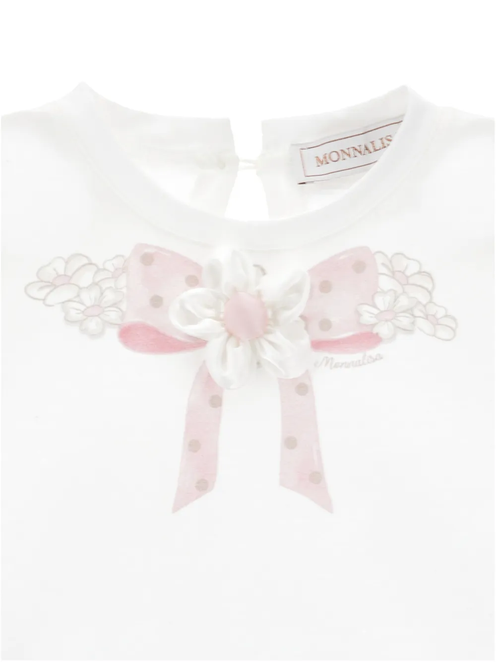 Monnalisa T-shirt met strikpatroon Wit