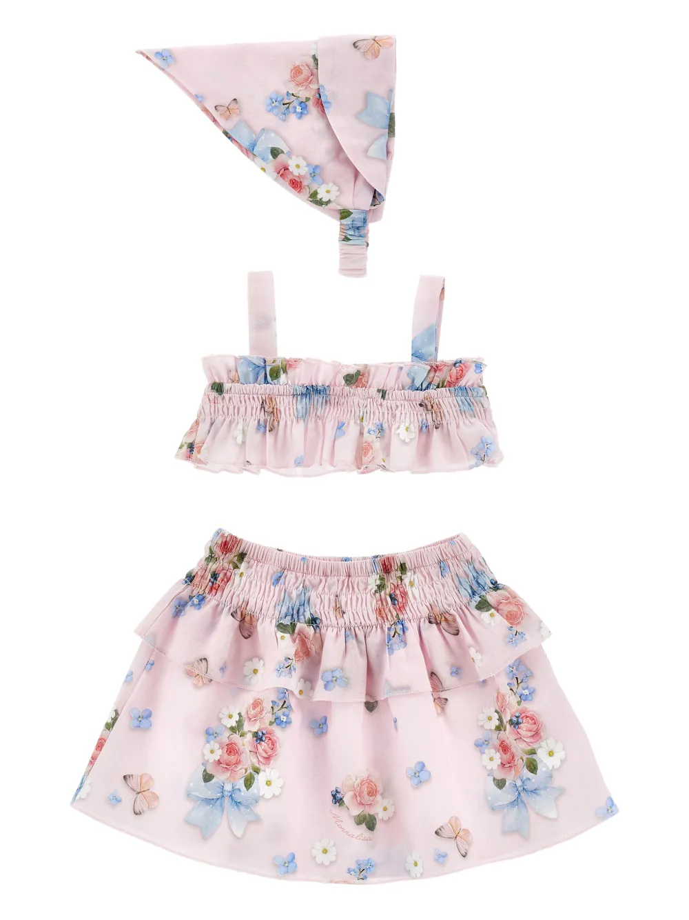 Monnalisa Rok met bloemenprint - Roze