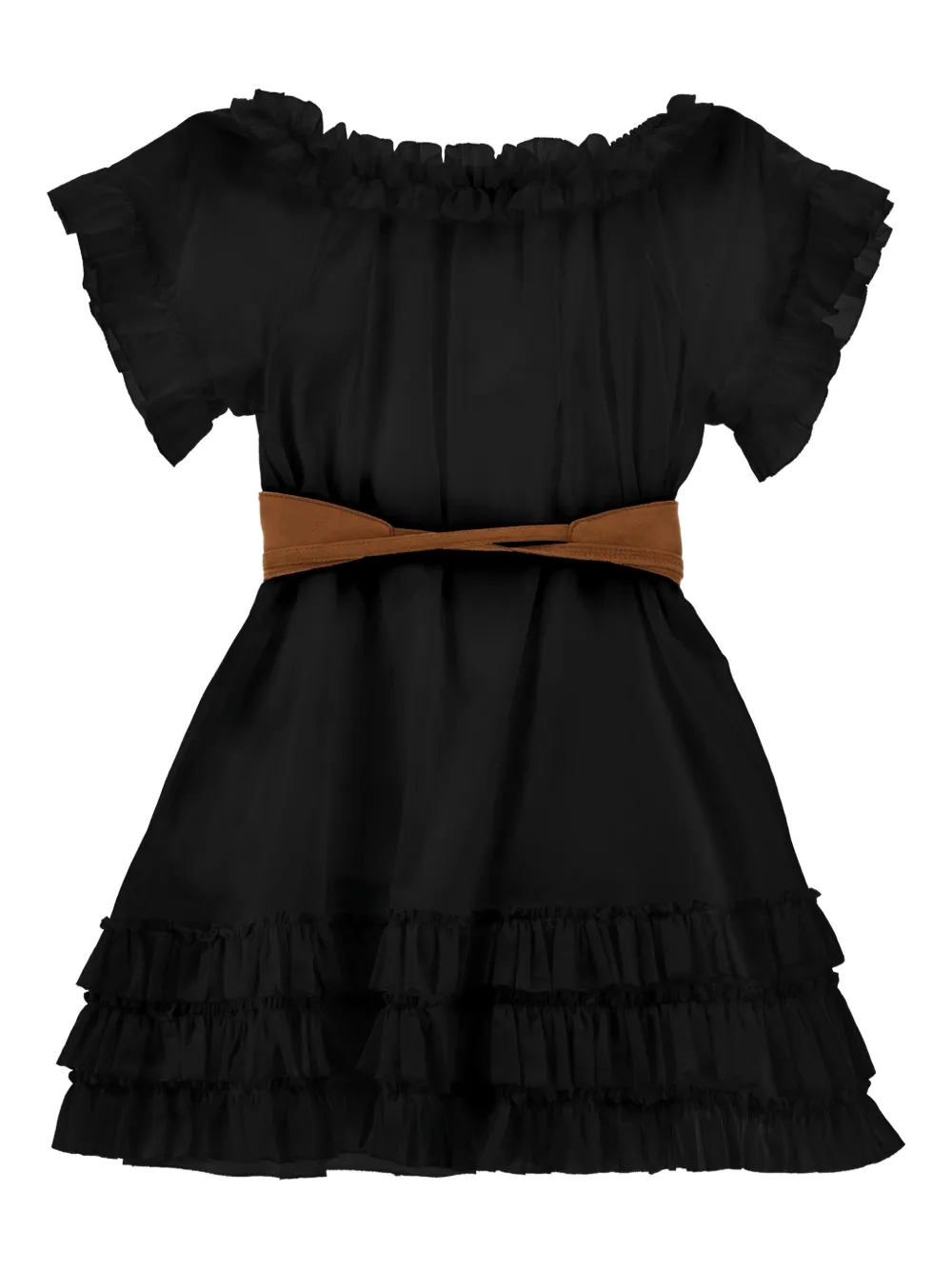  Monnalisa Vestido Con Volantes - Negro 