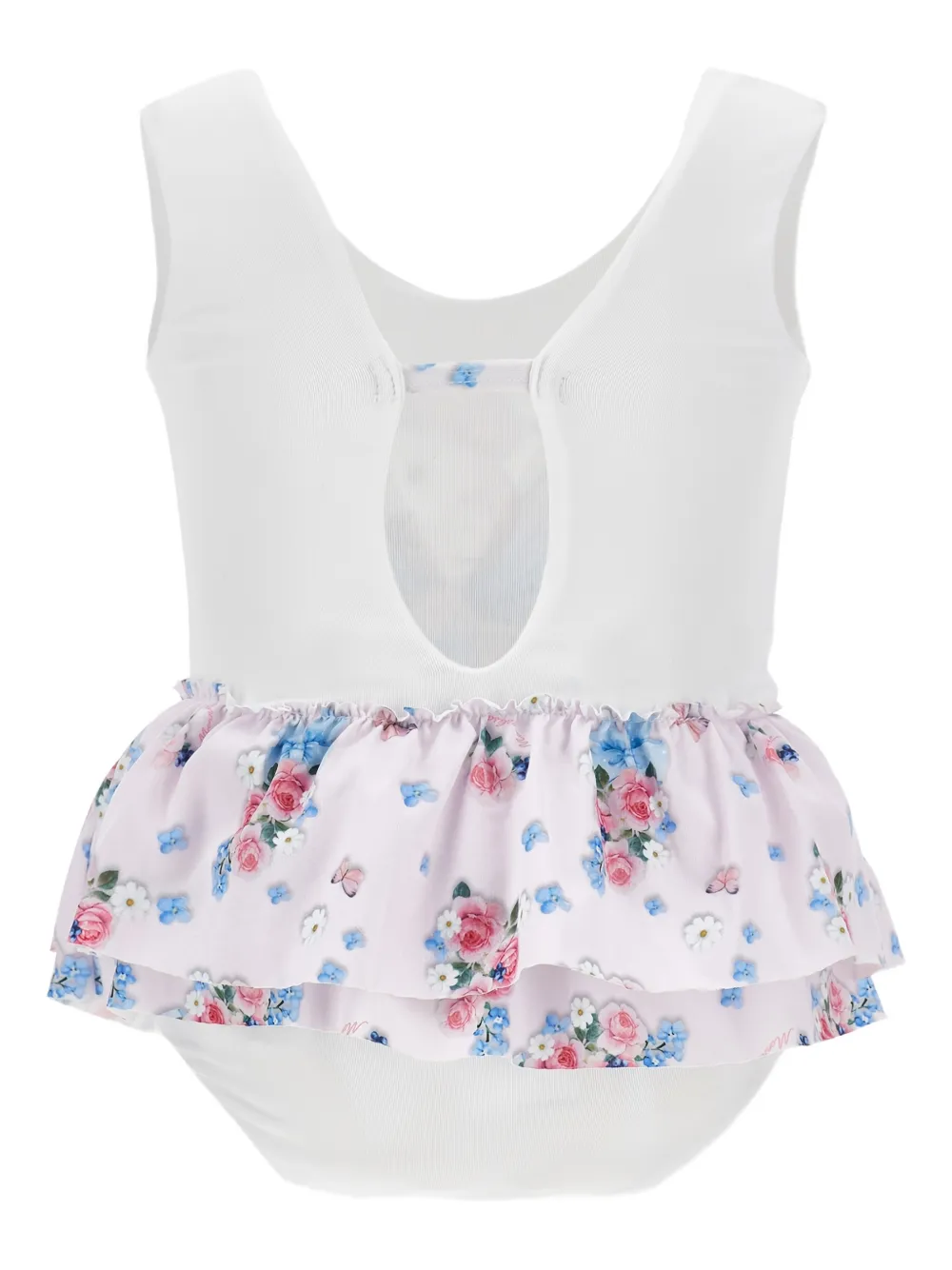 Monnalisa Badpak met bloemenprint Wit