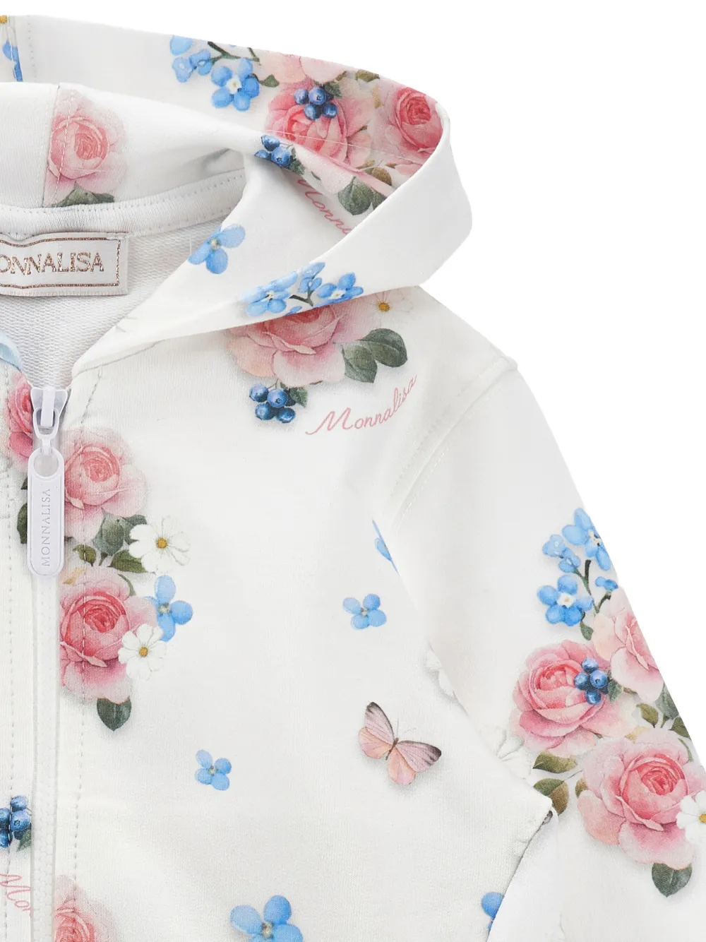 Monnalisa Hoodie met bloemen Wit