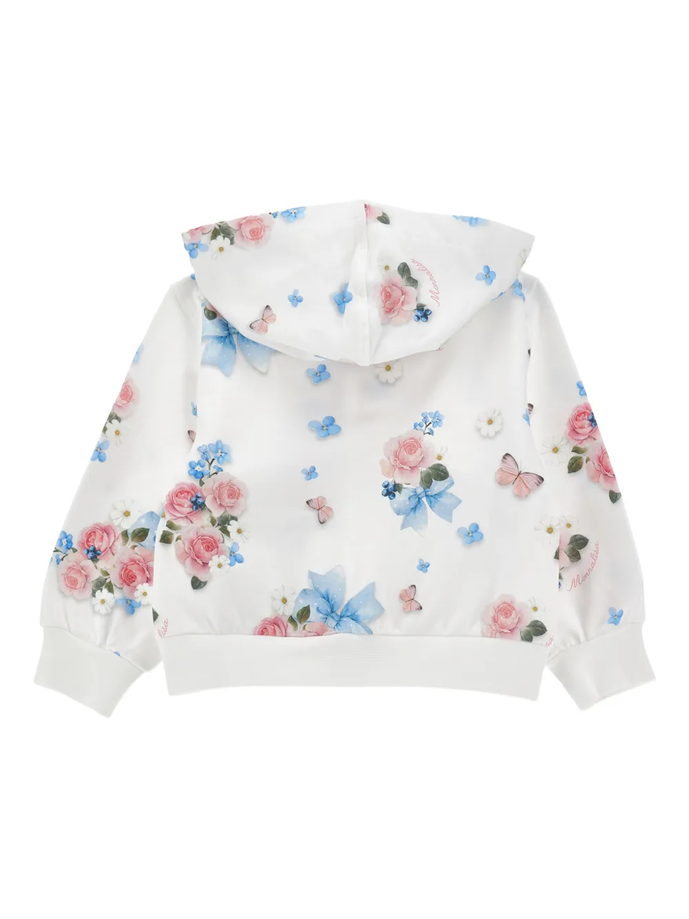 Monnalisa Hoodie met bloemen Wit