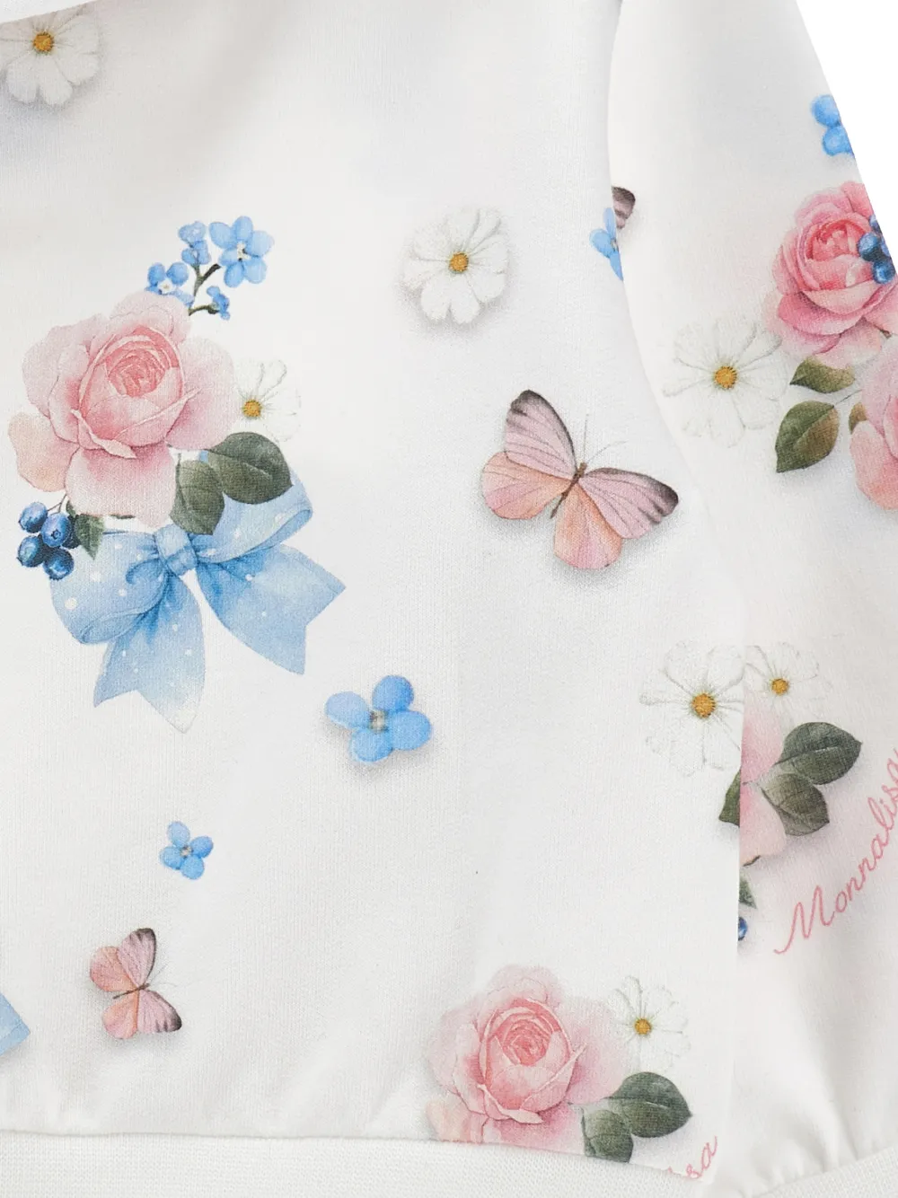 Monnalisa Hoodie met bloemen Wit