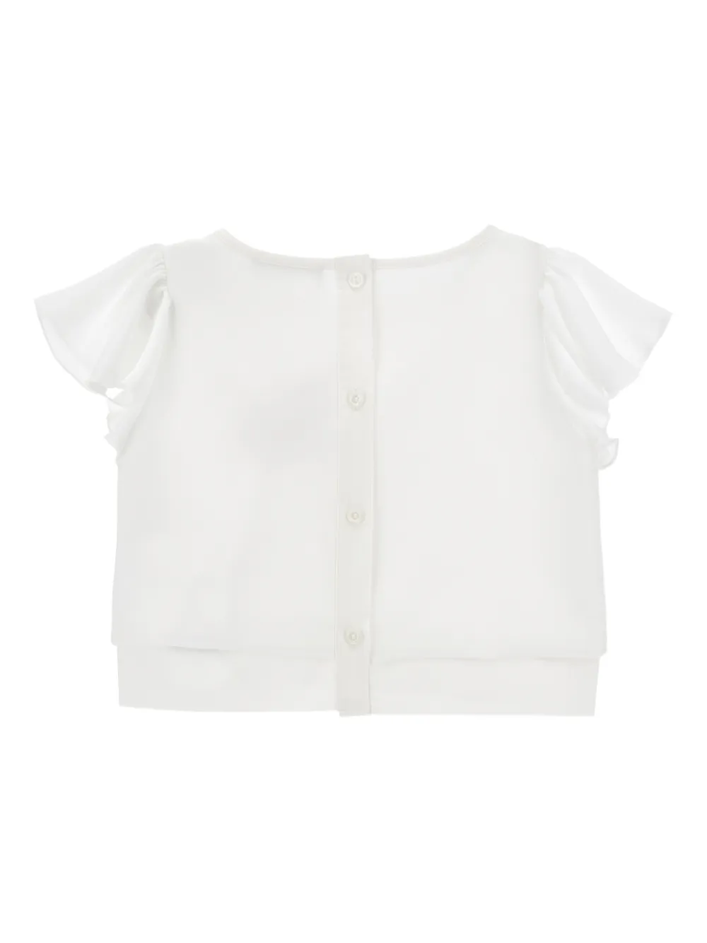 Monnalisa Top met ruches en bloemapplicatie Wit