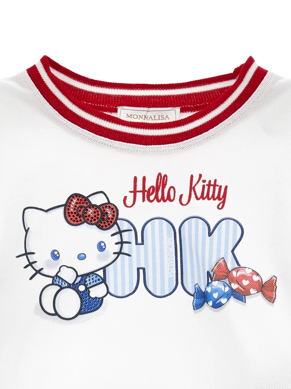  Monnalisa X Hello Kitty Striped-trim Pleated Skirt - Blue 