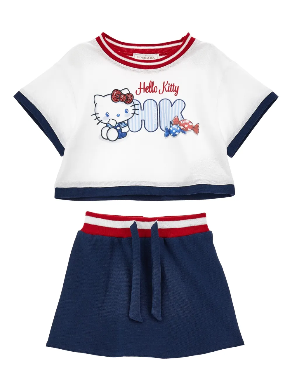 Monnalisa falda plisada con ribete a rayas en colaboración con Hello Kitty | azul | Image 1