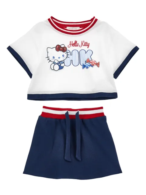 Monnalisa falda plisada con ribete a rayas en colaboración con Hello Kitty