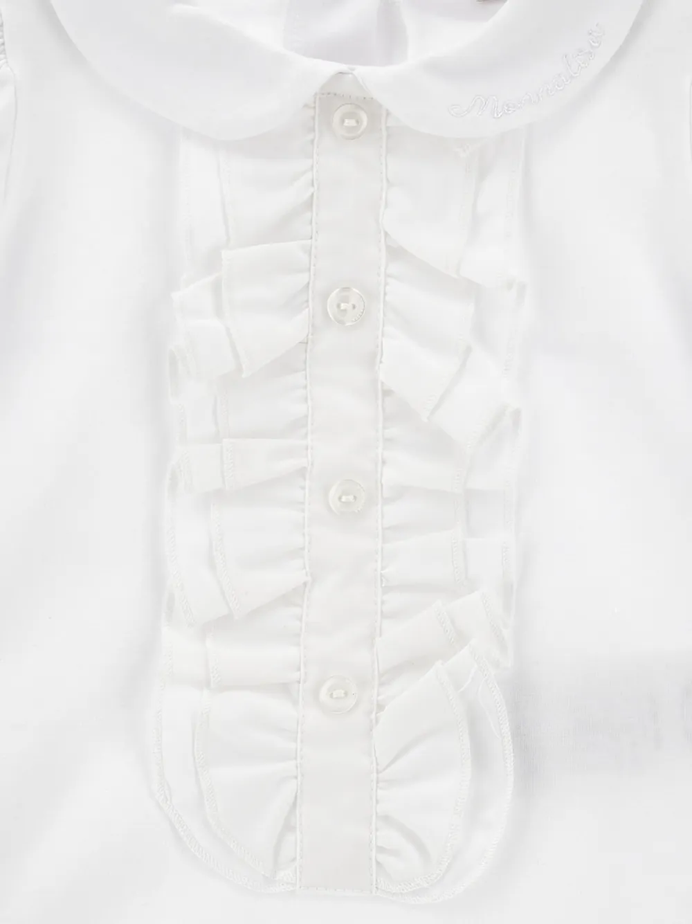 Monnalisa Romper met knoopsluiting en ruches Wit