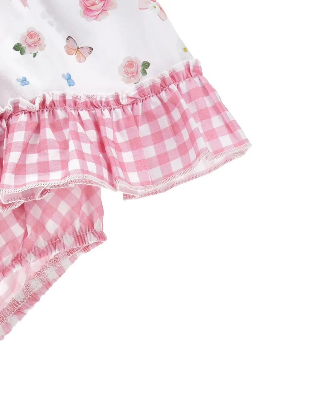 Monnalisa Jurk met ruches en bloemenprint Wit