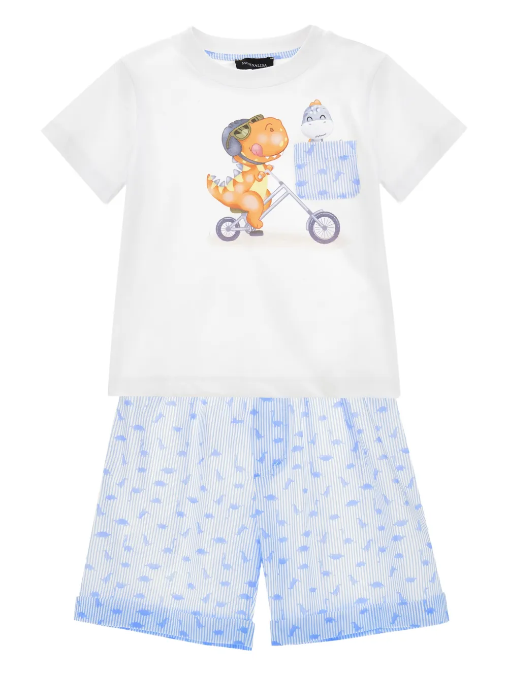 Monnalisa Short-Set mit Dino-Print - Blau