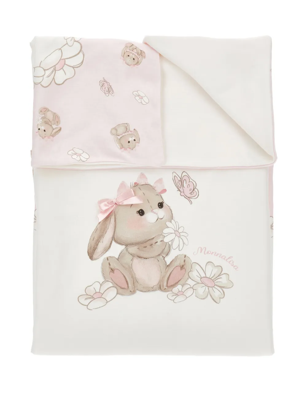 Monnalisa Coperta con motivo coniglietto - Toni neutri