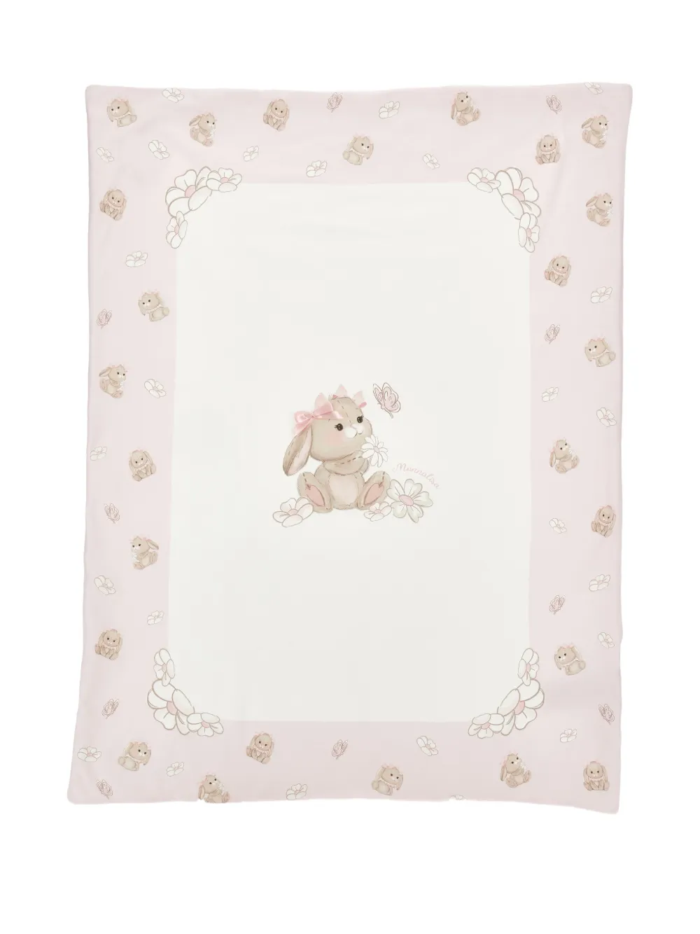  Monnalisa Bunny-motif Floral-print Blanket - Neutrals 