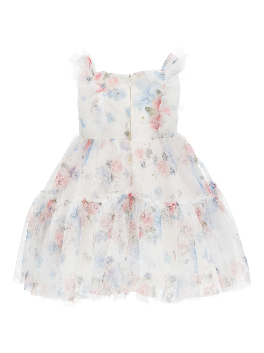 Monnalisa Jurk met bloemenprint en ruches Wit