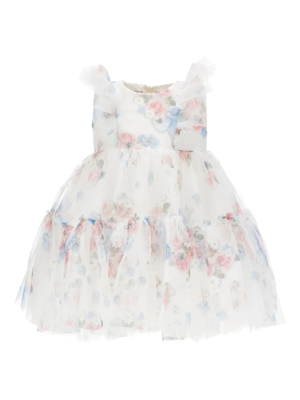 Monnalisa Abito a fiori con ruches - Bianco