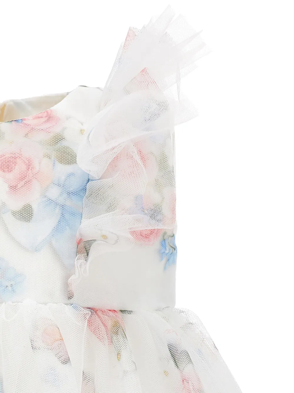 Monnalisa Jurk met bloemenprint en ruches Wit