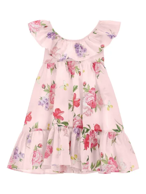 Monnalisa vestido con estampado floral y volantes