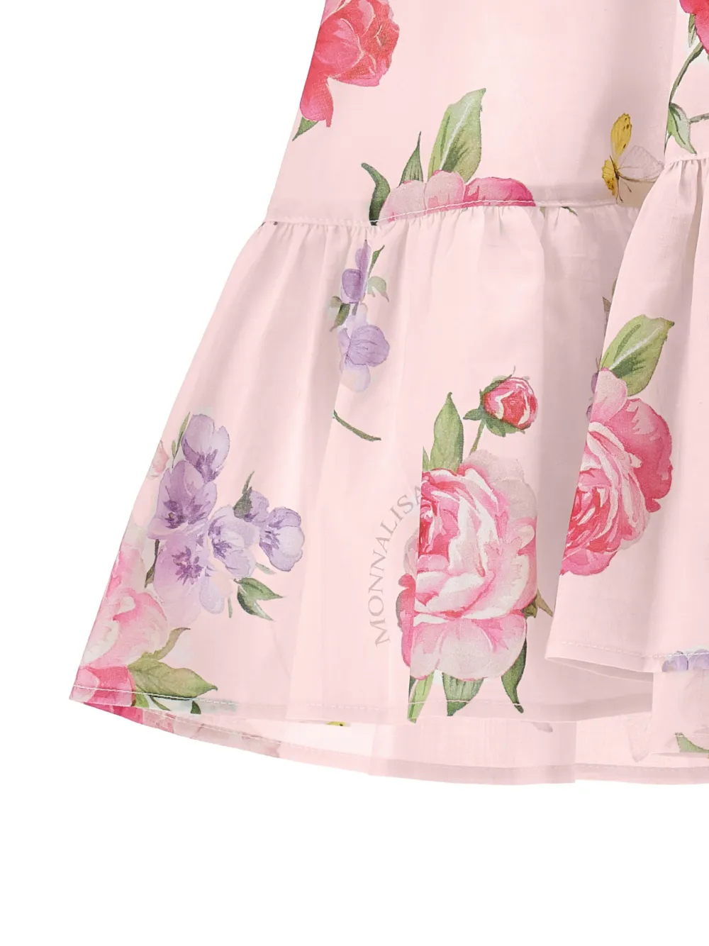Monnalisa Jurk met bloemenprint en ruches Roze
