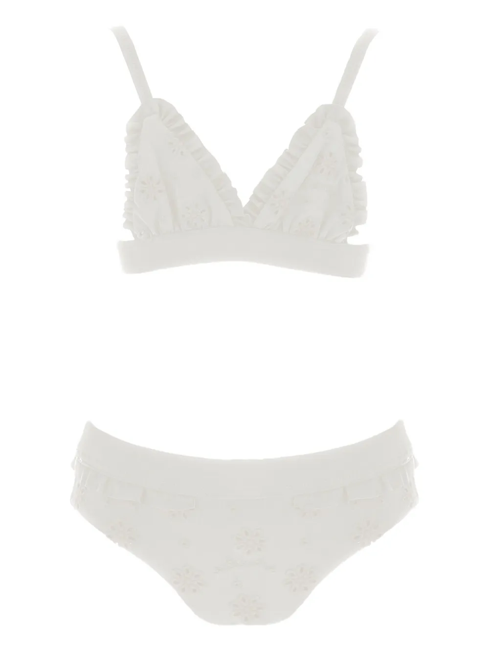 Monnalisa Bikini a fiori con ruches - Bianco