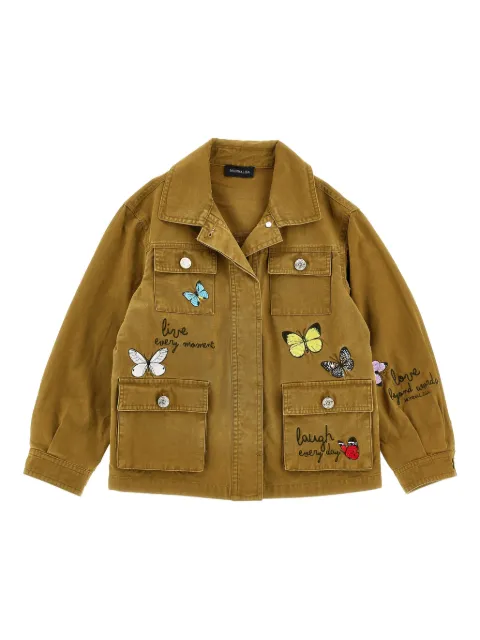 Monnalisa butterfly-appliqué pocket jacket