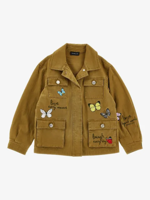 Monnalisa butterfly-appliqué pocket jacket
