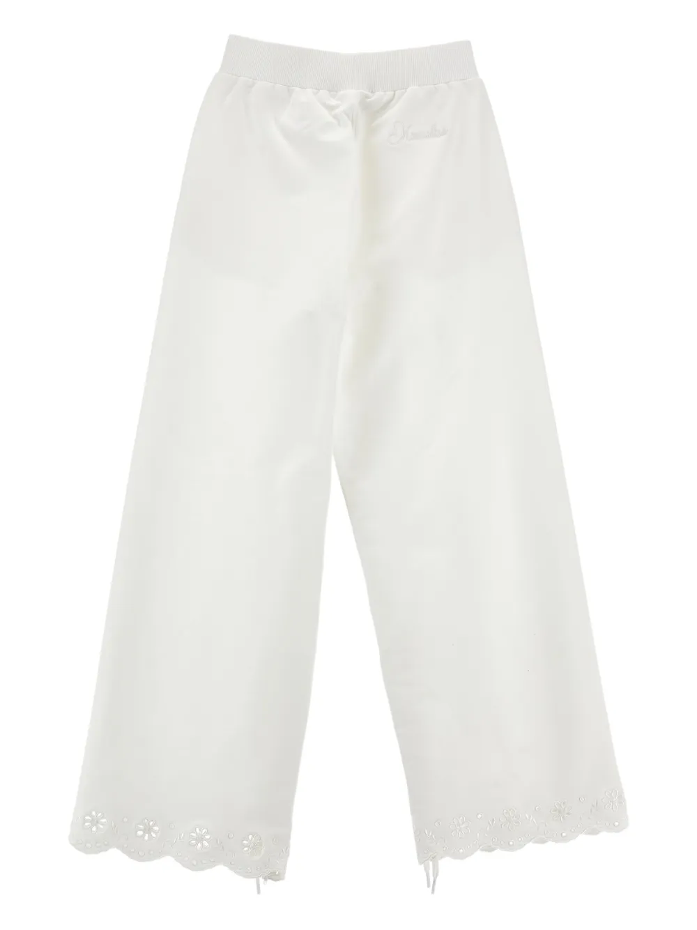 Monnalisa Floral-embroidered Drawstring Trousers - White 