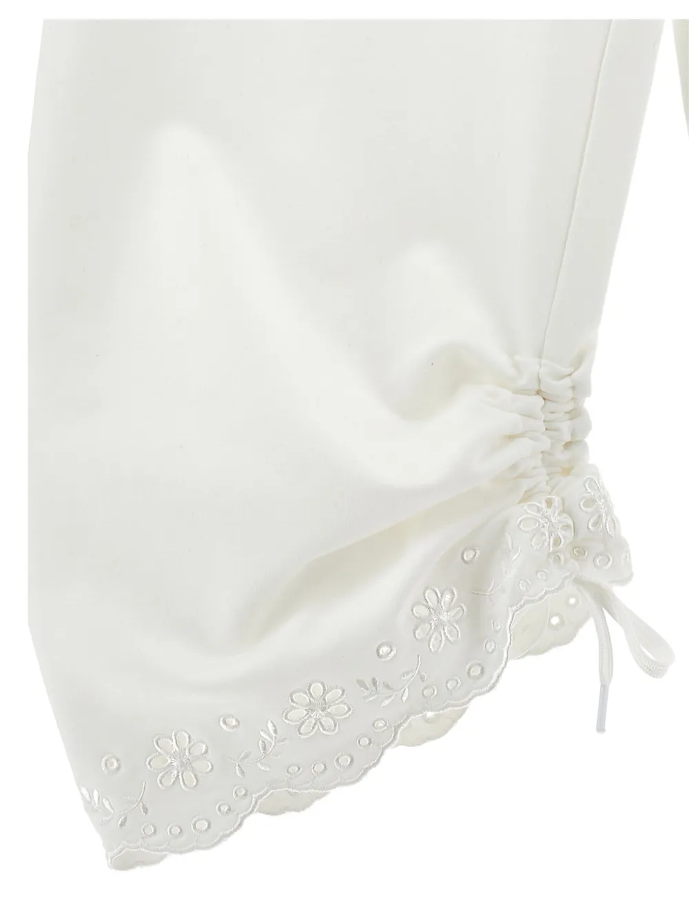 Monnalisa Broek met geborduurde bloemen en trekkoord Wit