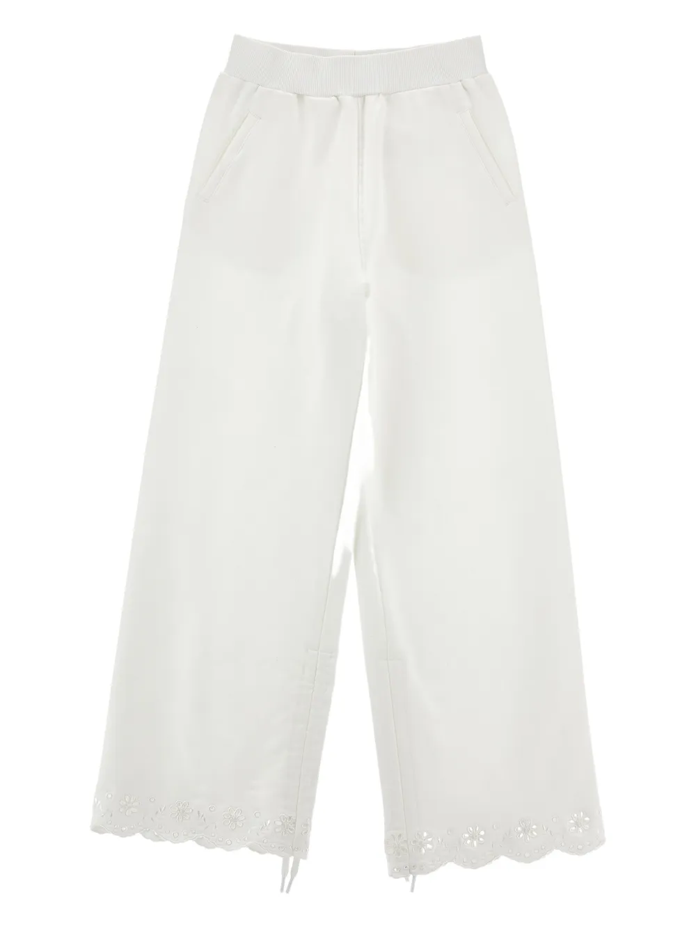 Monnalisa Pantaloni con ricamo a fiori - Bianco