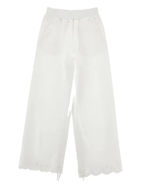 Monnalisa floral-embroidered drawstring trousers