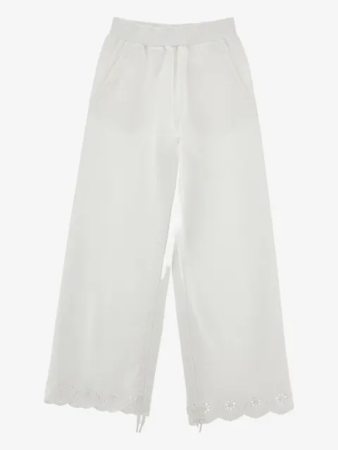 Monnalisa pantalon à fleurs brodées