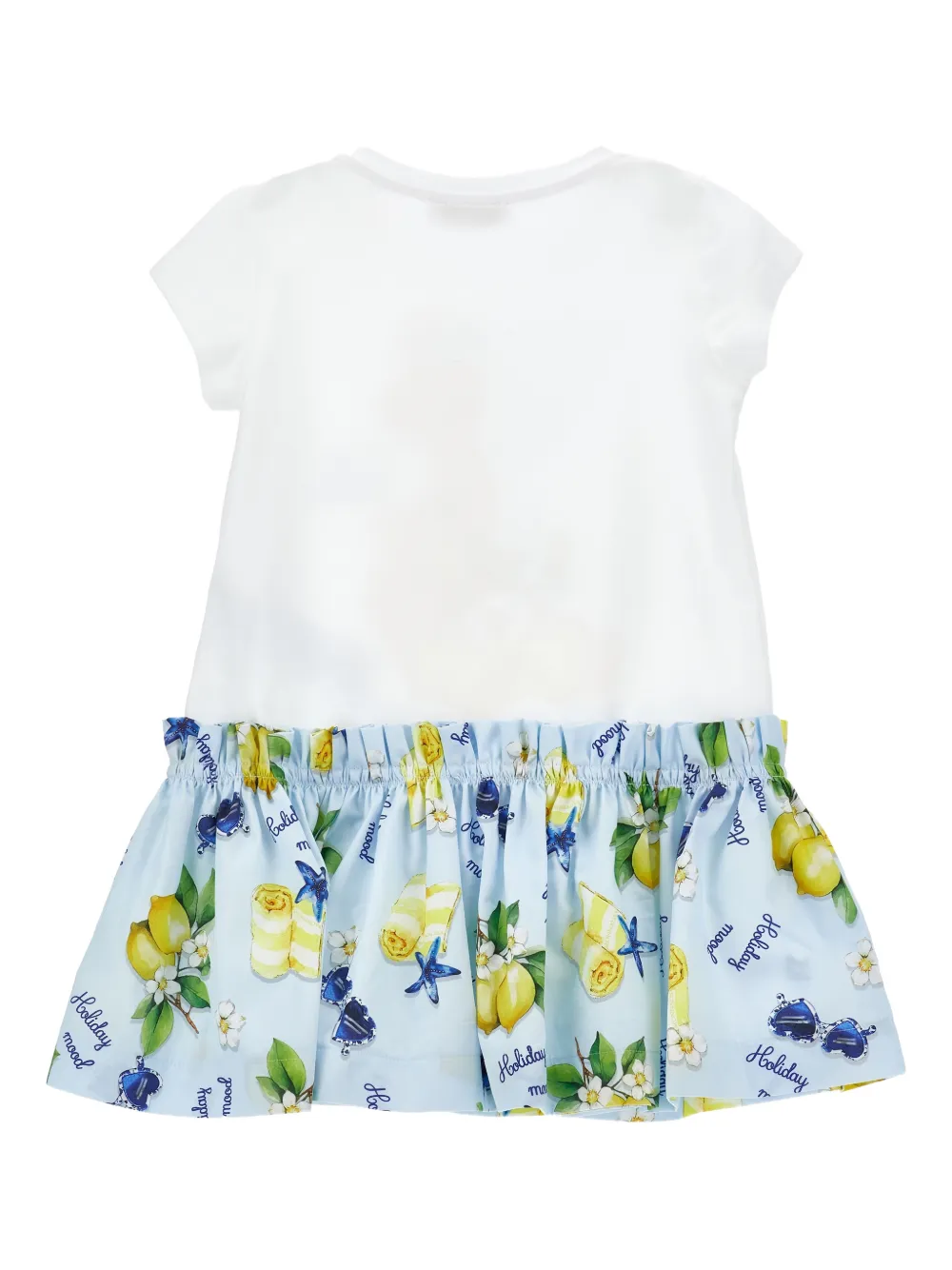 Monnalisa x Disney jurk met ruches en print Wit