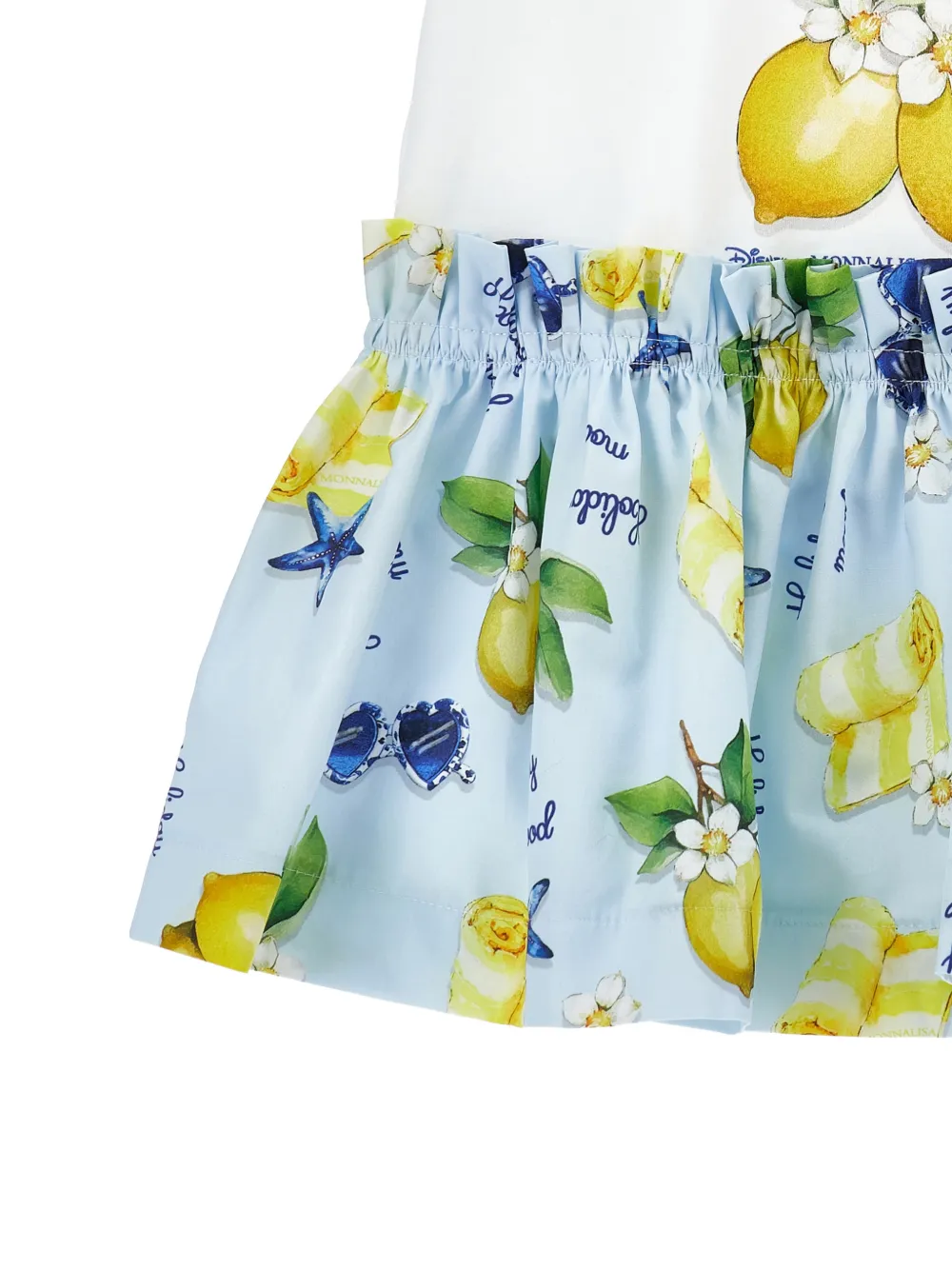 Monnalisa x Disney jurk met ruches en print Wit