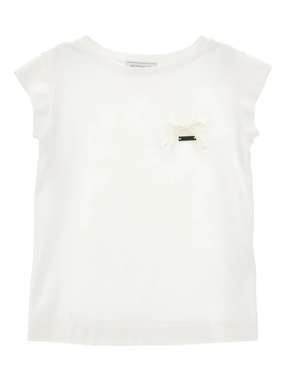 Monnalisa T-Shirt mit Schleifenapplikation - Weiß