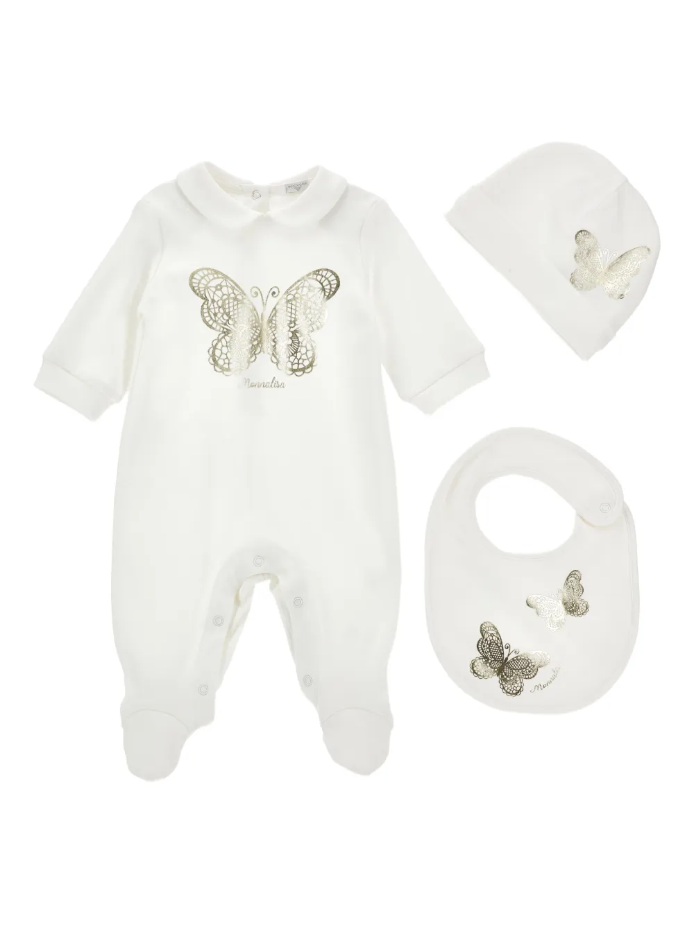 Monnalisa Strampler-Set mit Schmetterling - Weiß