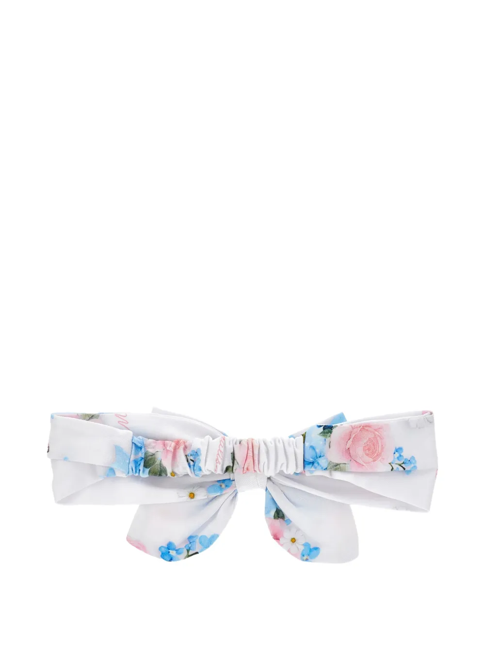 Monnalisa Haarband met strikdetail en bloemenprint - Wit