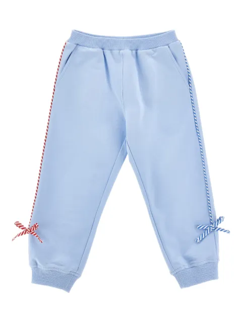 Monnalisa striped-trim bow-detail track pants