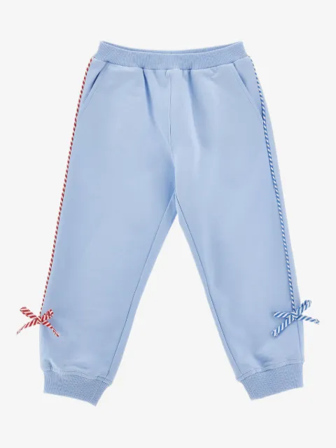 Monnalisa striped-trim bow-detail track pants